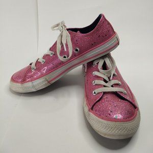 pink Sparkle Galaxy Glitter Star Converse Size US 2 Youth Girls Fun Colorful
